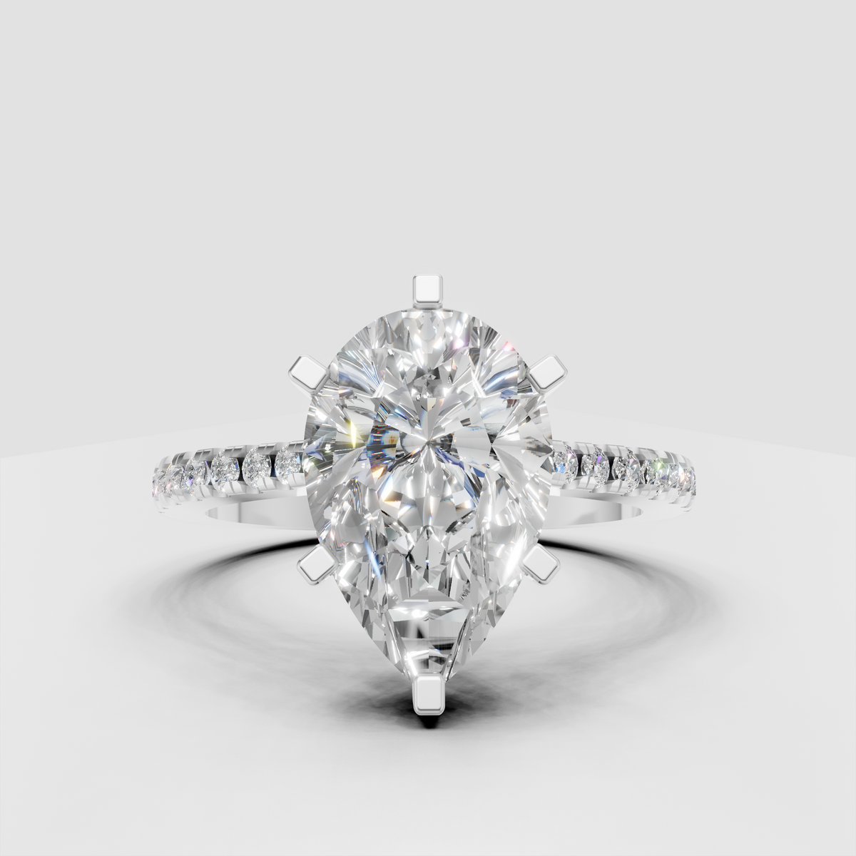Pear diamond engagement ring with six-prong setting