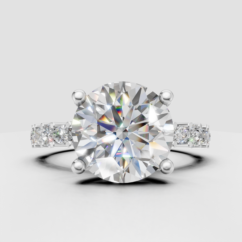 Emerald Cut Lab Grown & Moissanite Diamond Halo Engagement Ring - Image 5