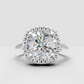 Luxury cushion diamond halo ring with sparkling accents