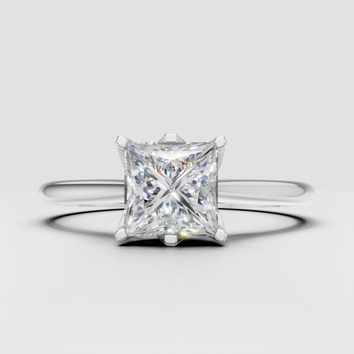 Elegant princess cut diamond engagement ring