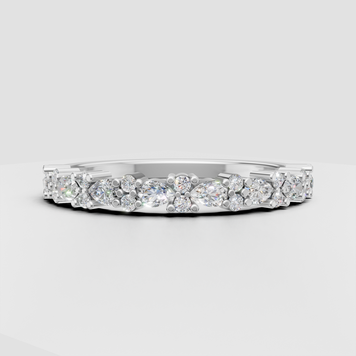 Elegant yellow gold pear diamond wedding ring