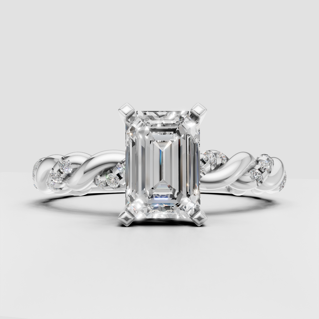 Luxury emerald cut diamond engagement ring yellow gold setting