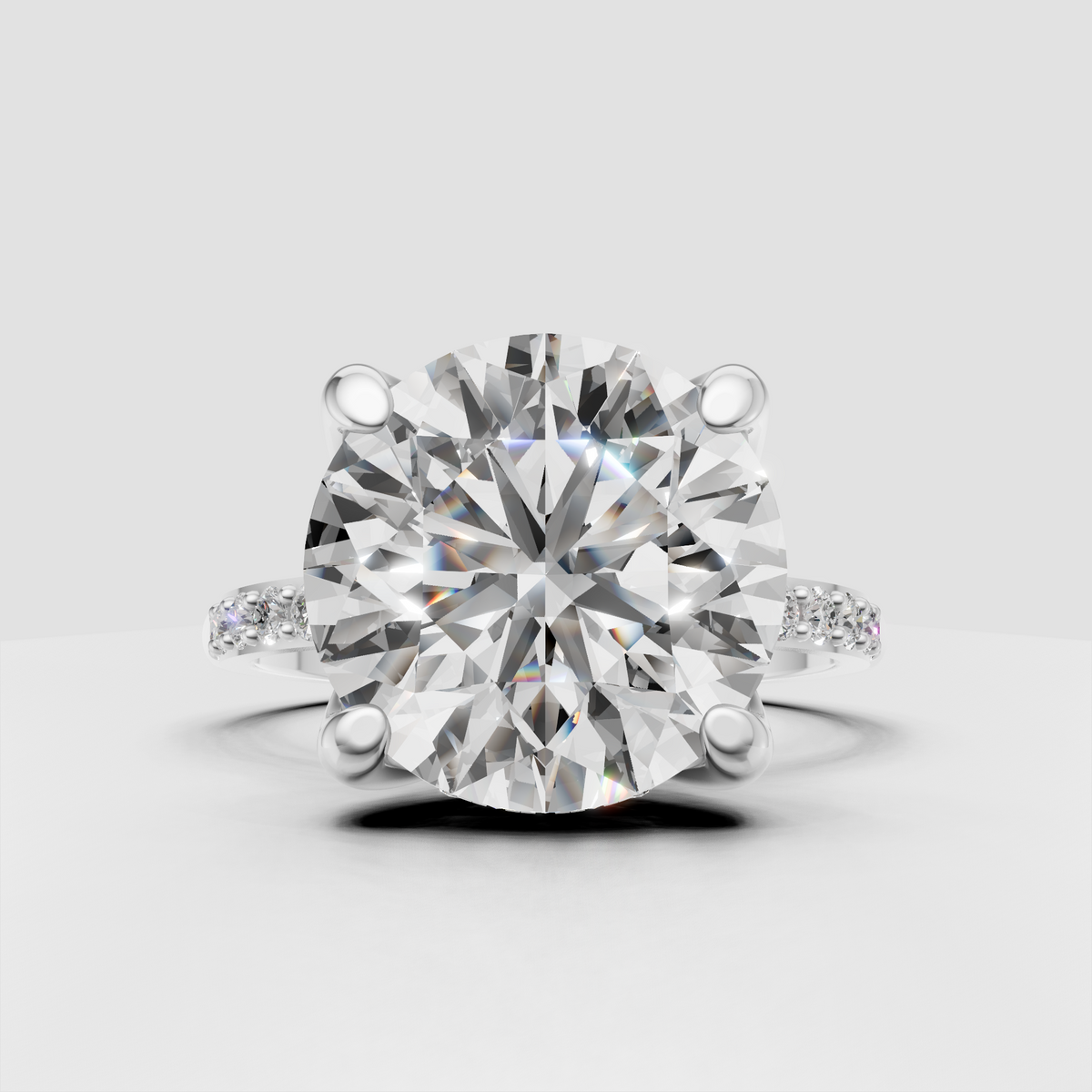 Luxury round diamond engagement ring with yellow-gold setting