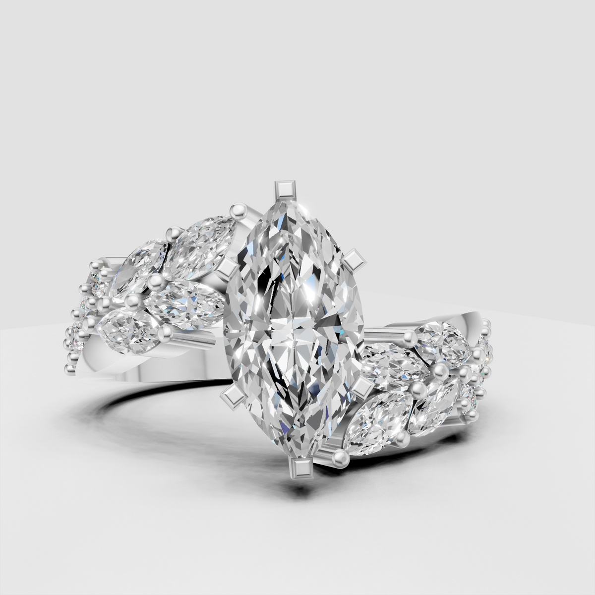 Elegant marquise diamond flower-inspired band ring