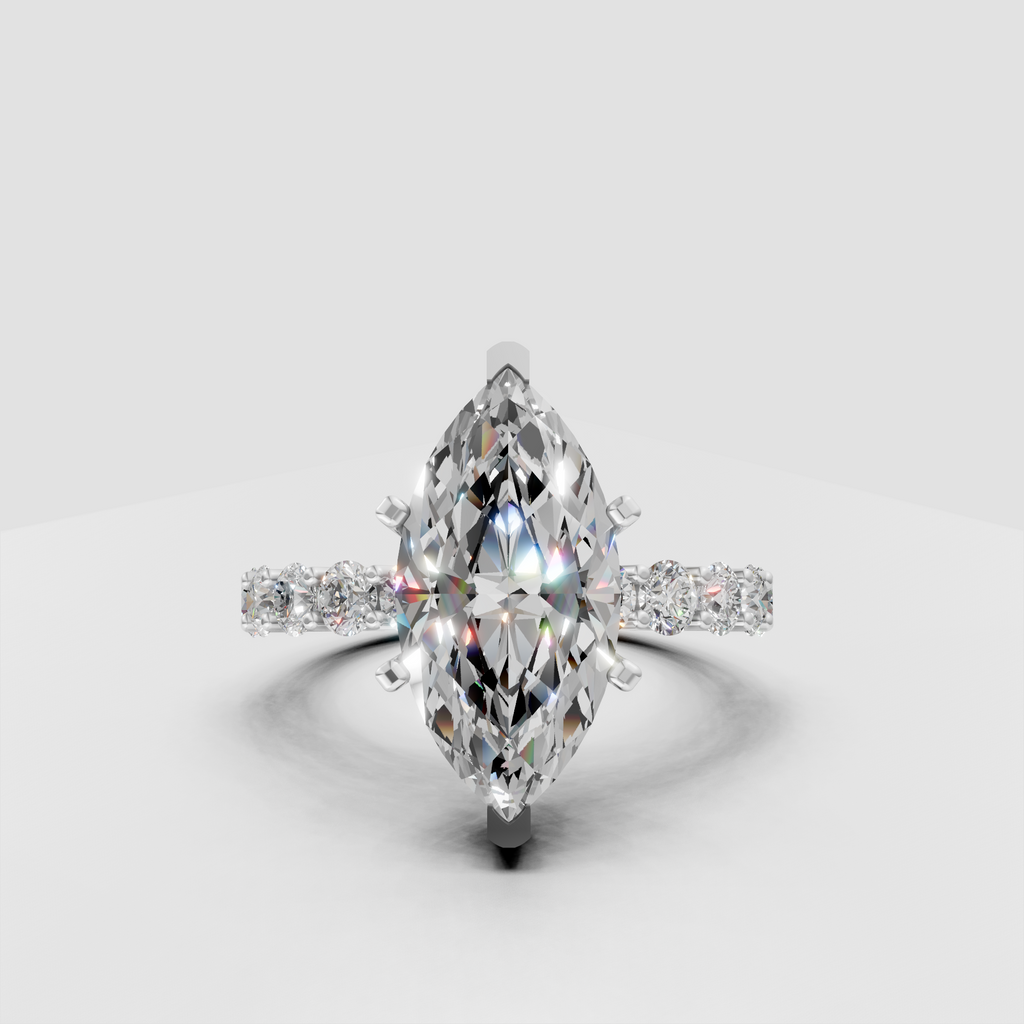 Fine jewelry marquise lab grown diamond ring in classic yellow gold