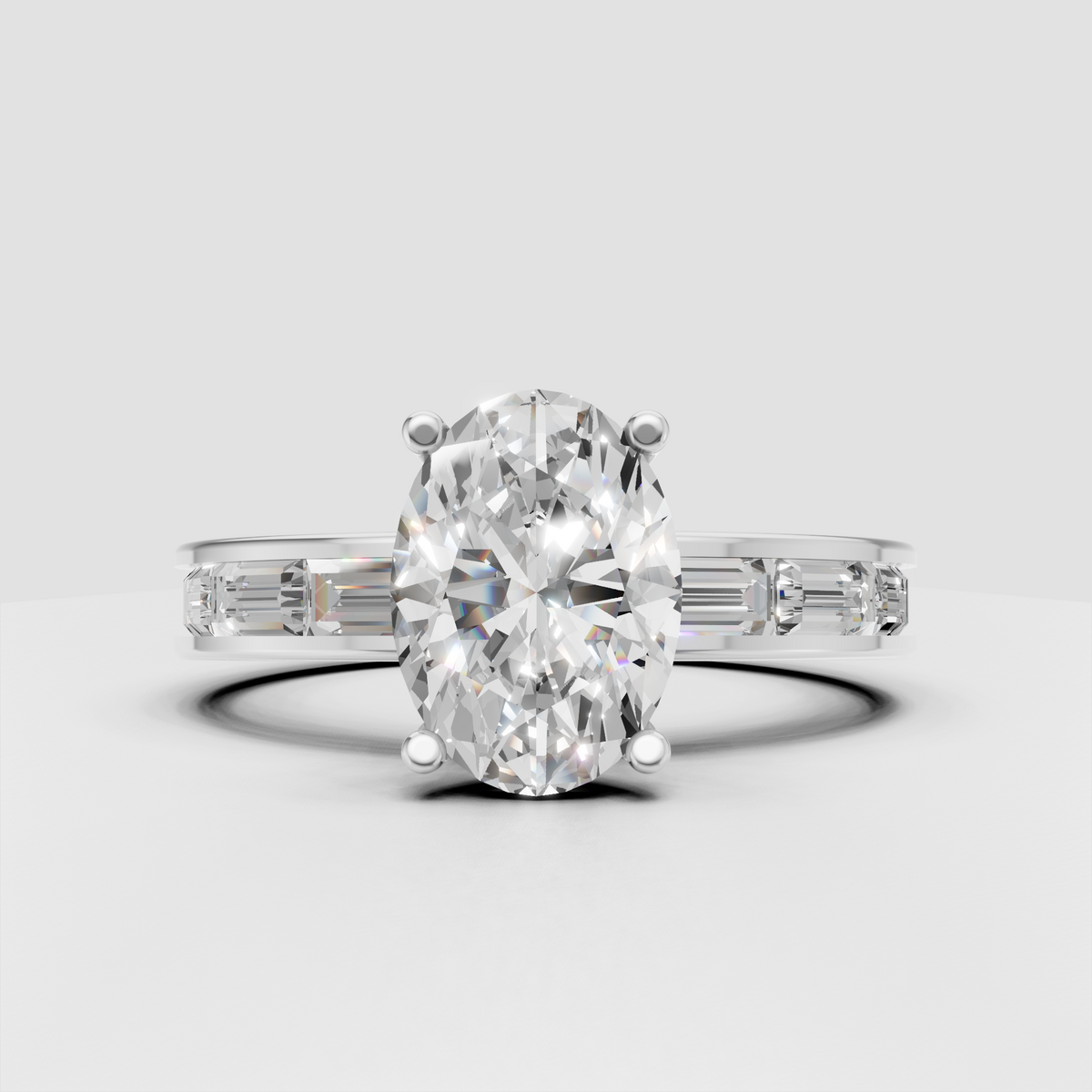 Oval diamond ring featuring a polished yellow gold band