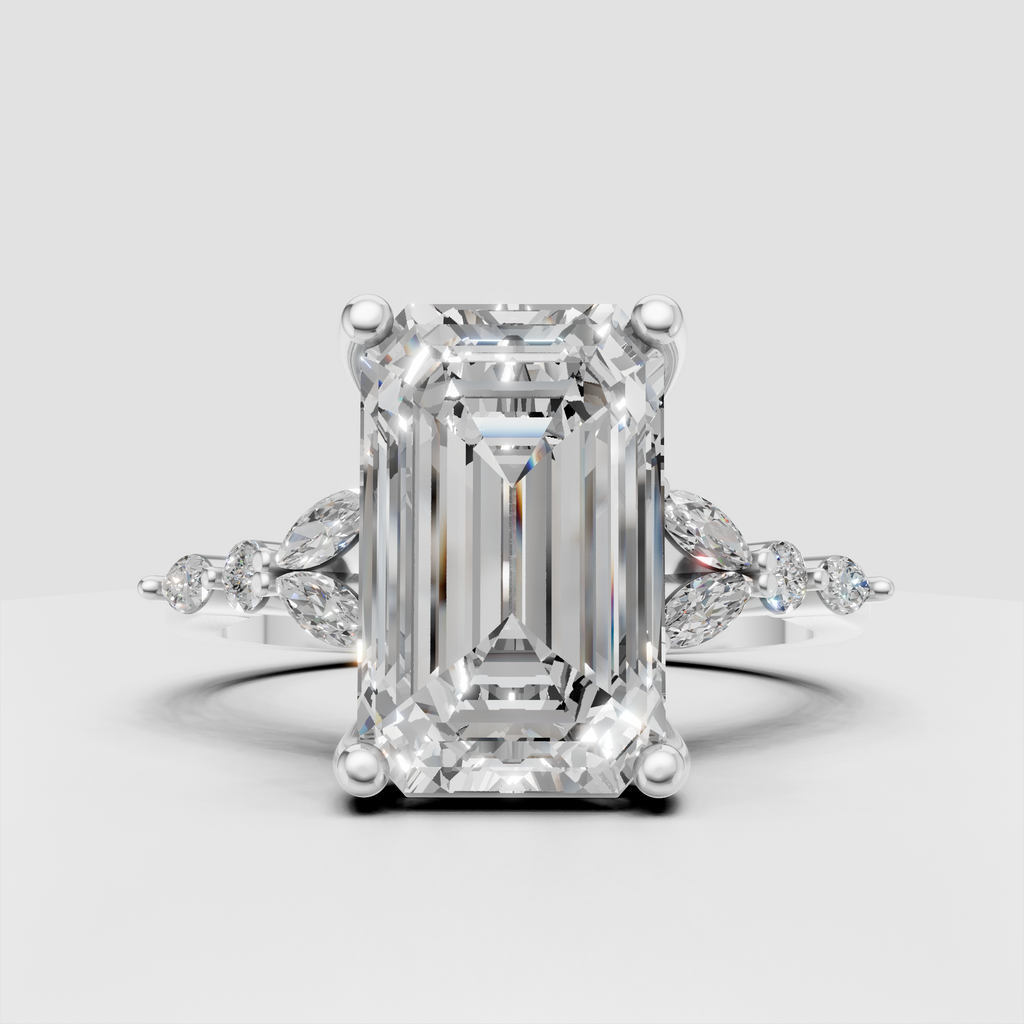 Yellow gold emerald cut engagement ring
