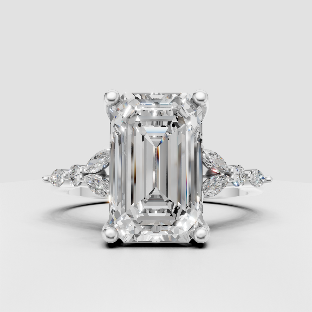 Yellow gold emerald cut engagement ring
