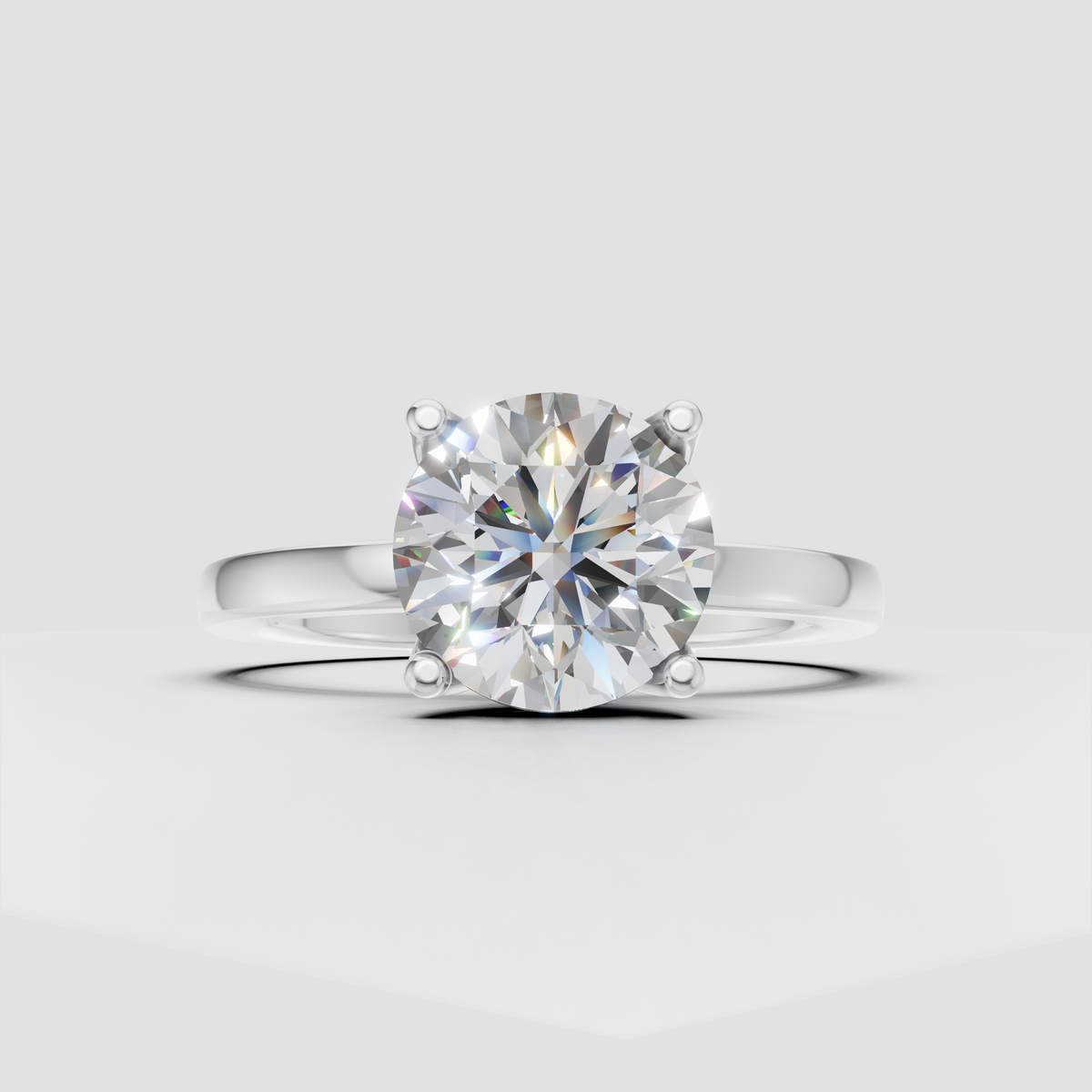 Elegant round cut diamond solitaire ring in yellow gold