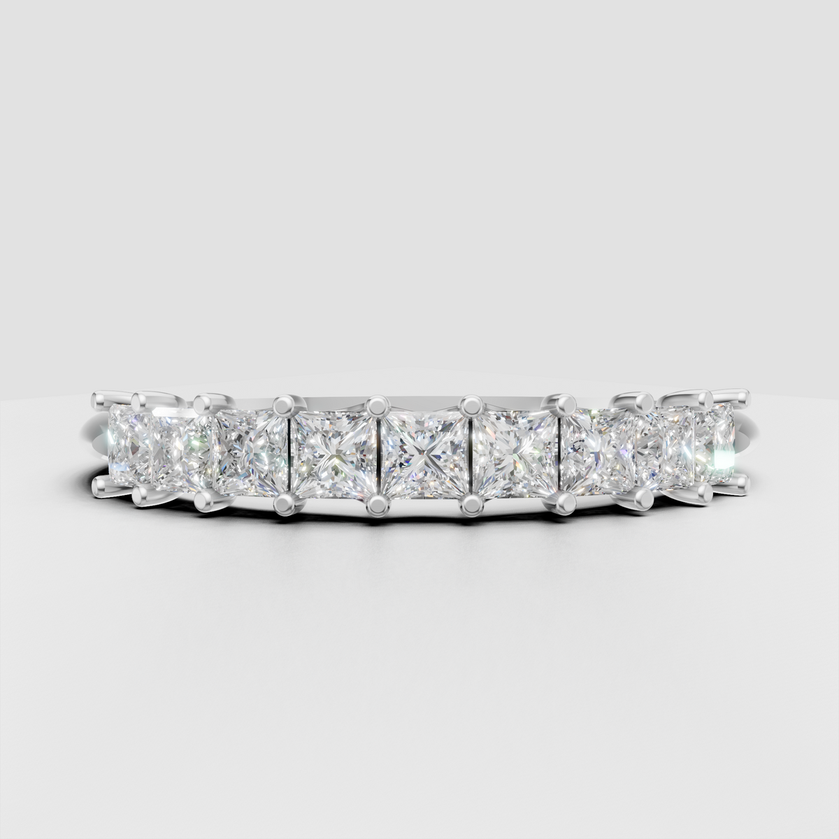 Princess diamond band with open scalloped gallery