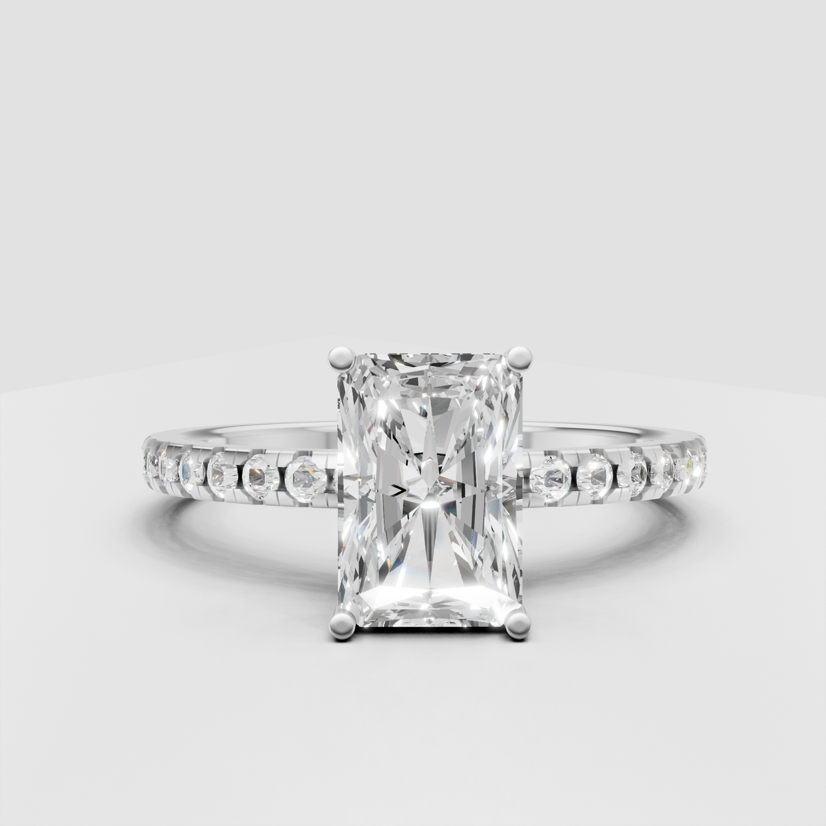 Pear Cut Lab Grown & Moissanite Diamond Halo Engagement Ring - Image 5