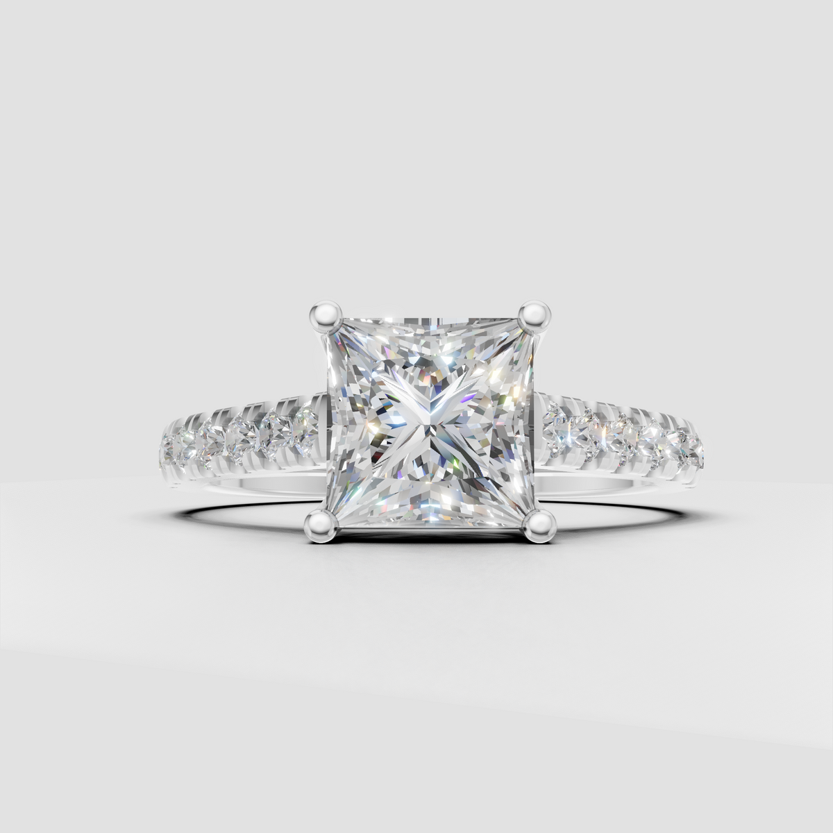 Luxury princess diamond ring with substantial polished band