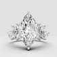 Marquise center diamond floral ring
