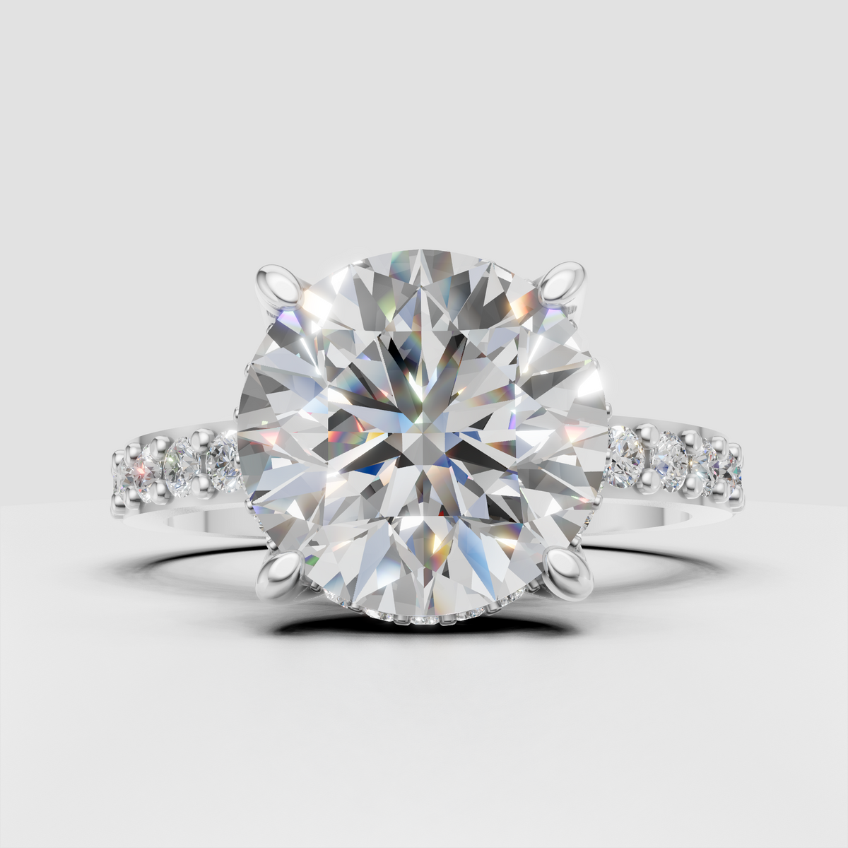 Luxury round diamond ring with graceful crossover design