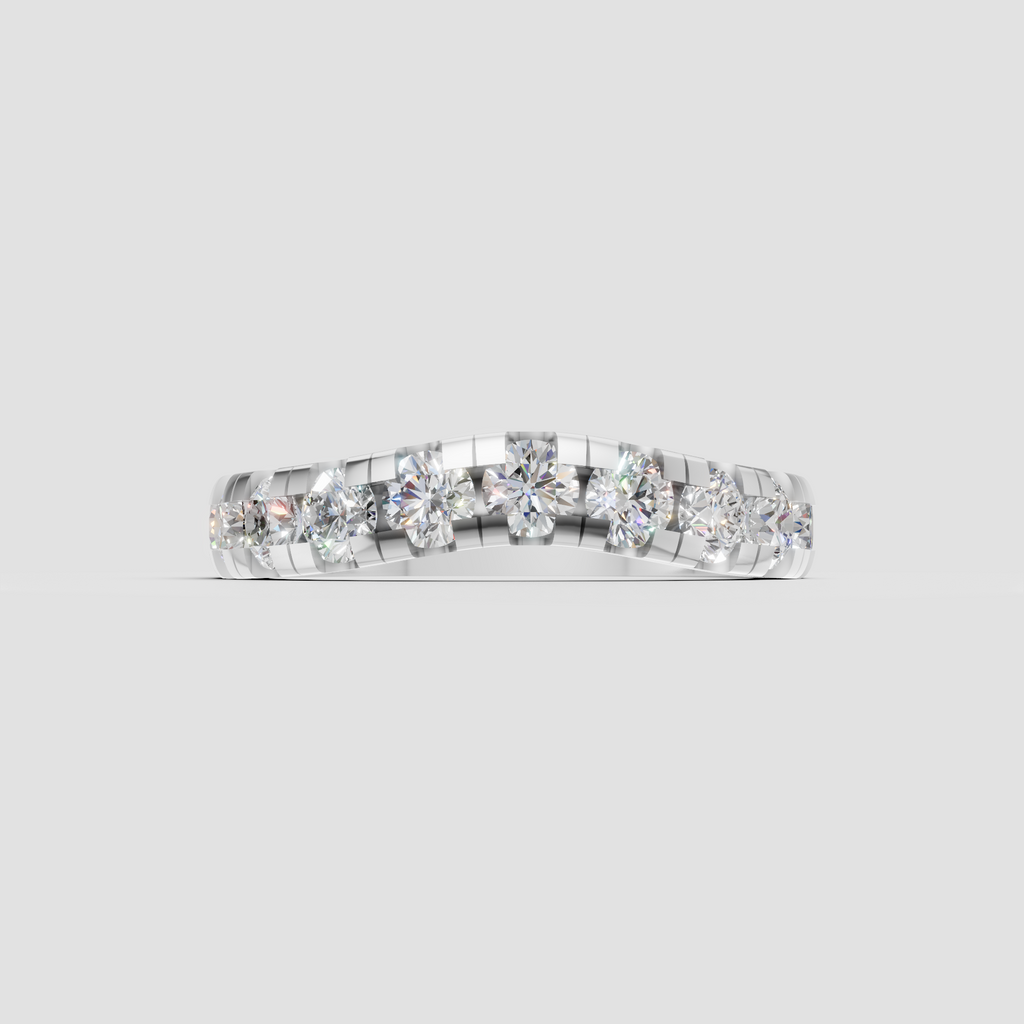 Round diamond eternity-inspired ring with polished gold finish