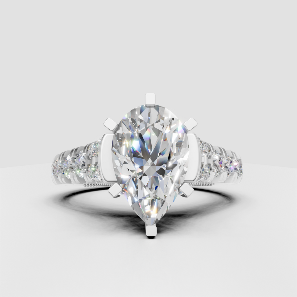 Elegant pear shaped diamond ring for vintage inspired brides