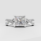 Trillion Cut Lab Grown & Moissanite Diamond Halo Engagement Ring - Image 5