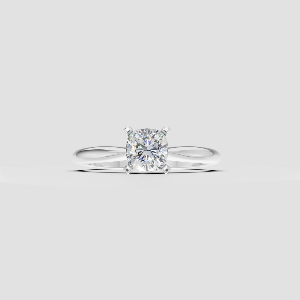 Cushion Diamond ring with sculpted cathedral setting