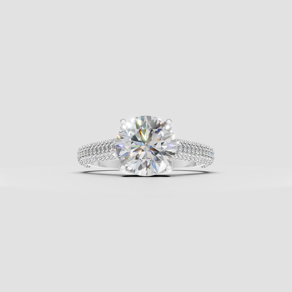 Round diamond solitaire ring with polished yellow gold band
