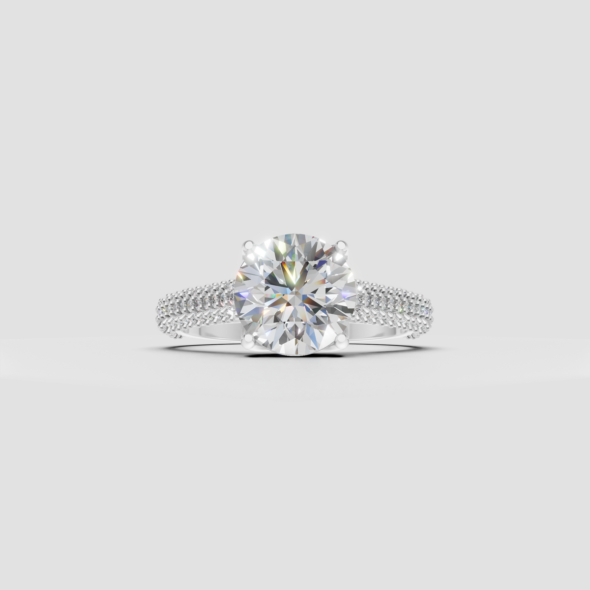 Round diamond solitaire ring with polished yellow gold band