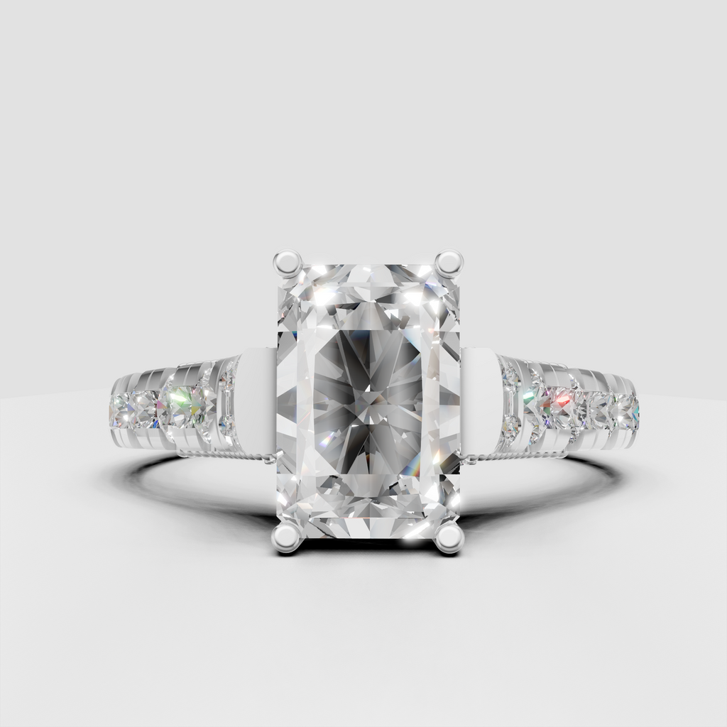 Luxury radiant diamond vintage style engagement ring