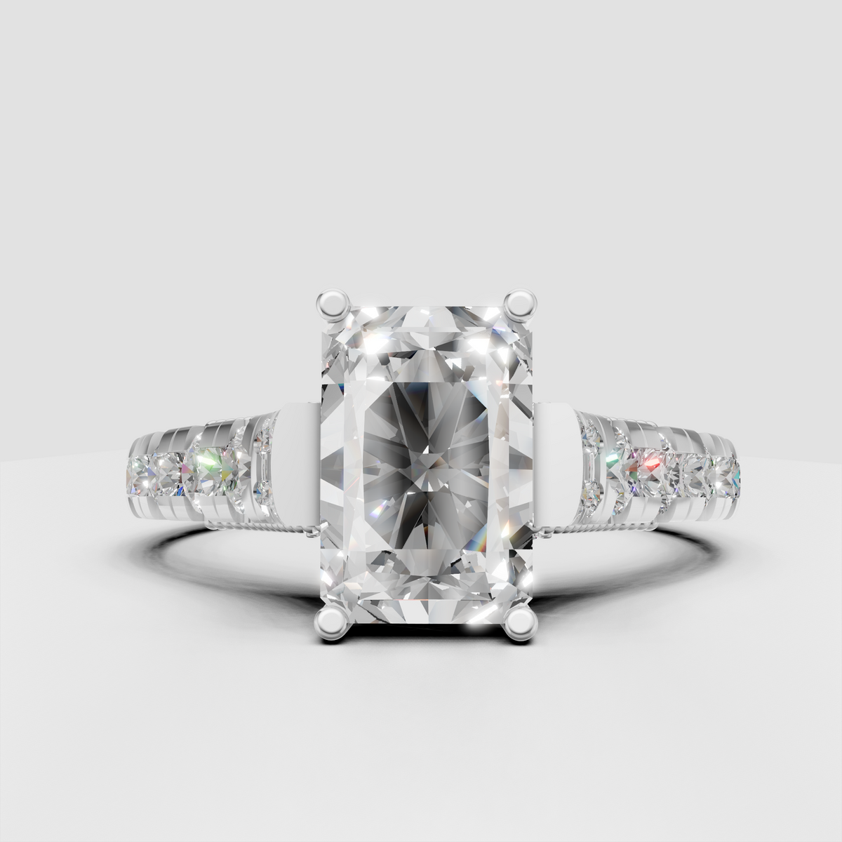 Luxury radiant diamond vintage style engagement ring