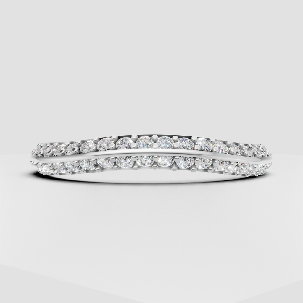 Slim 14K gold band featuring continuous round diamonds