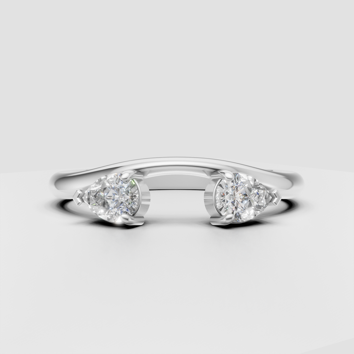 Pear diamond weeding  band with open curved design