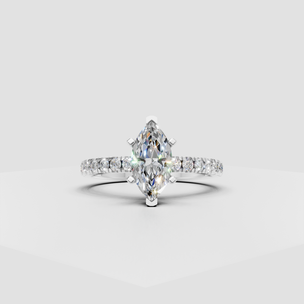 Marquise Diamond Cathedral Shared-Prong Engagement Ring