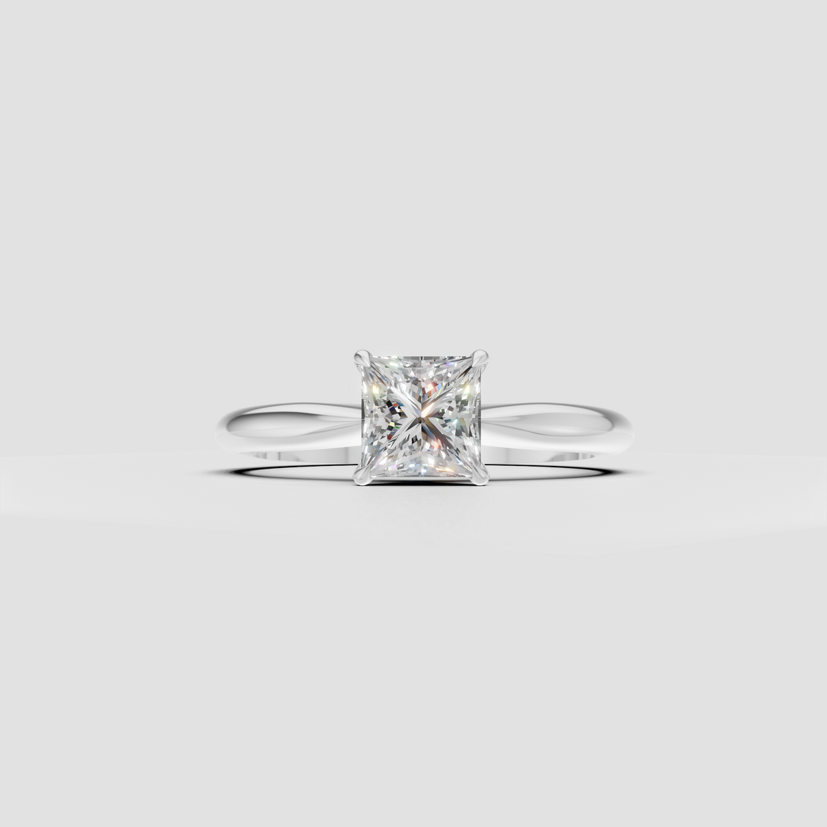 Princess diamond engagement ring with sculpted tapered band