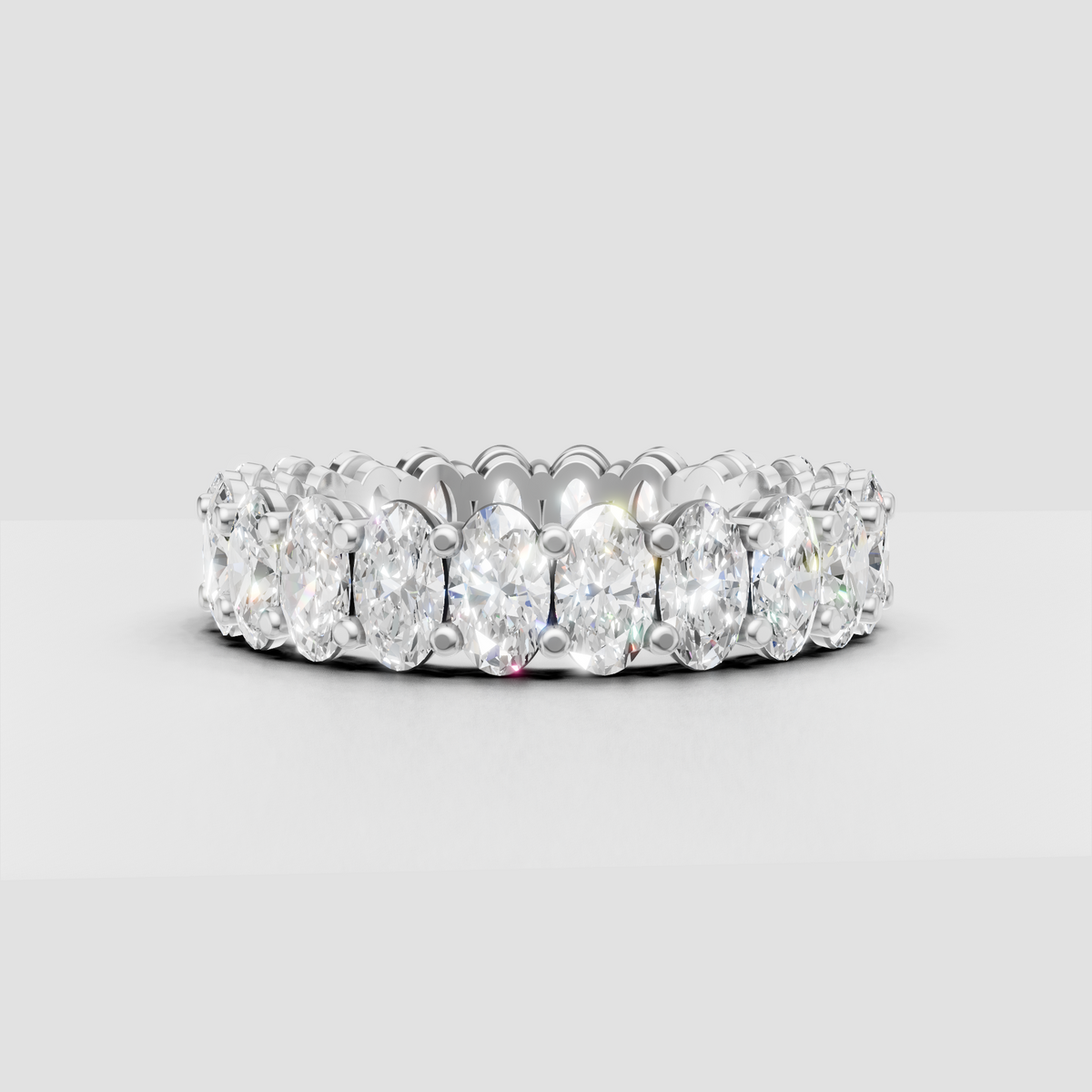 Full eternity oval diamond band with open gallery setting