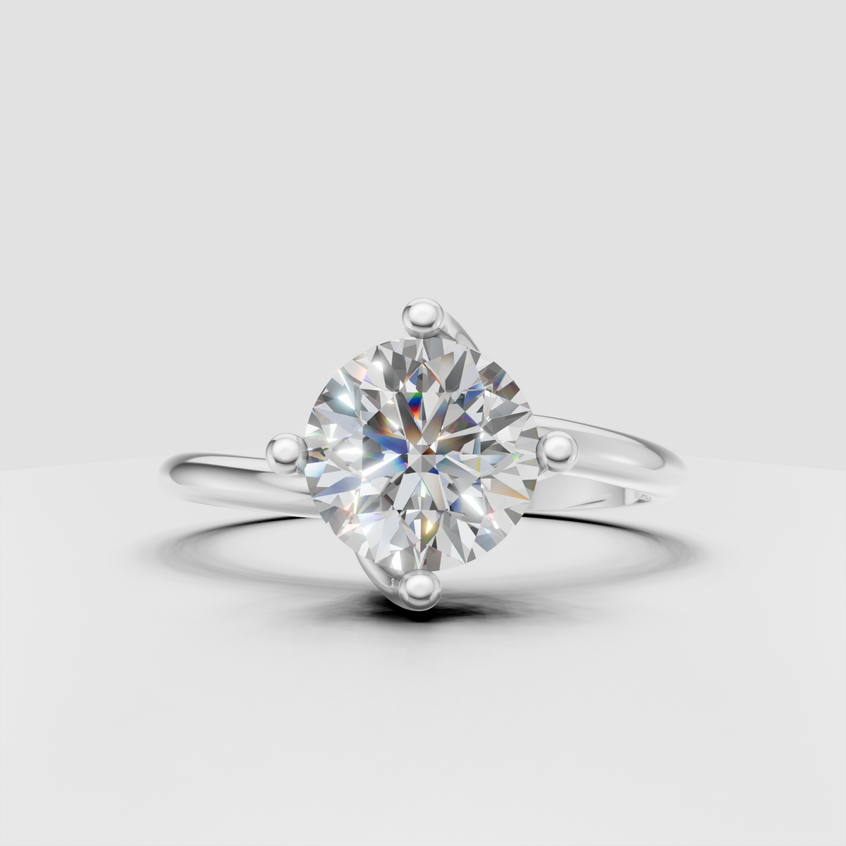 Luxury round diamond ring with graceful crossover design