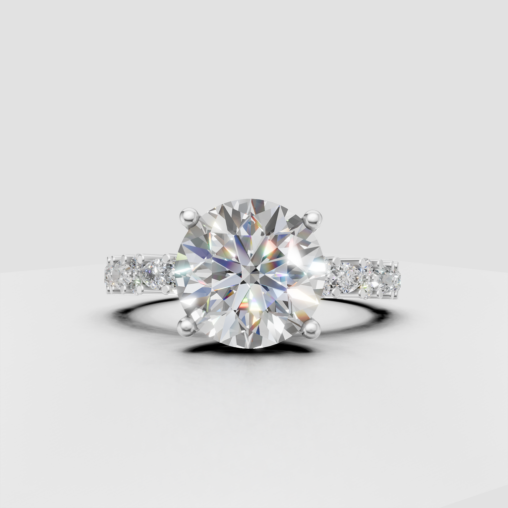 Luxury round diamond solitaire engagement ring with accent stones