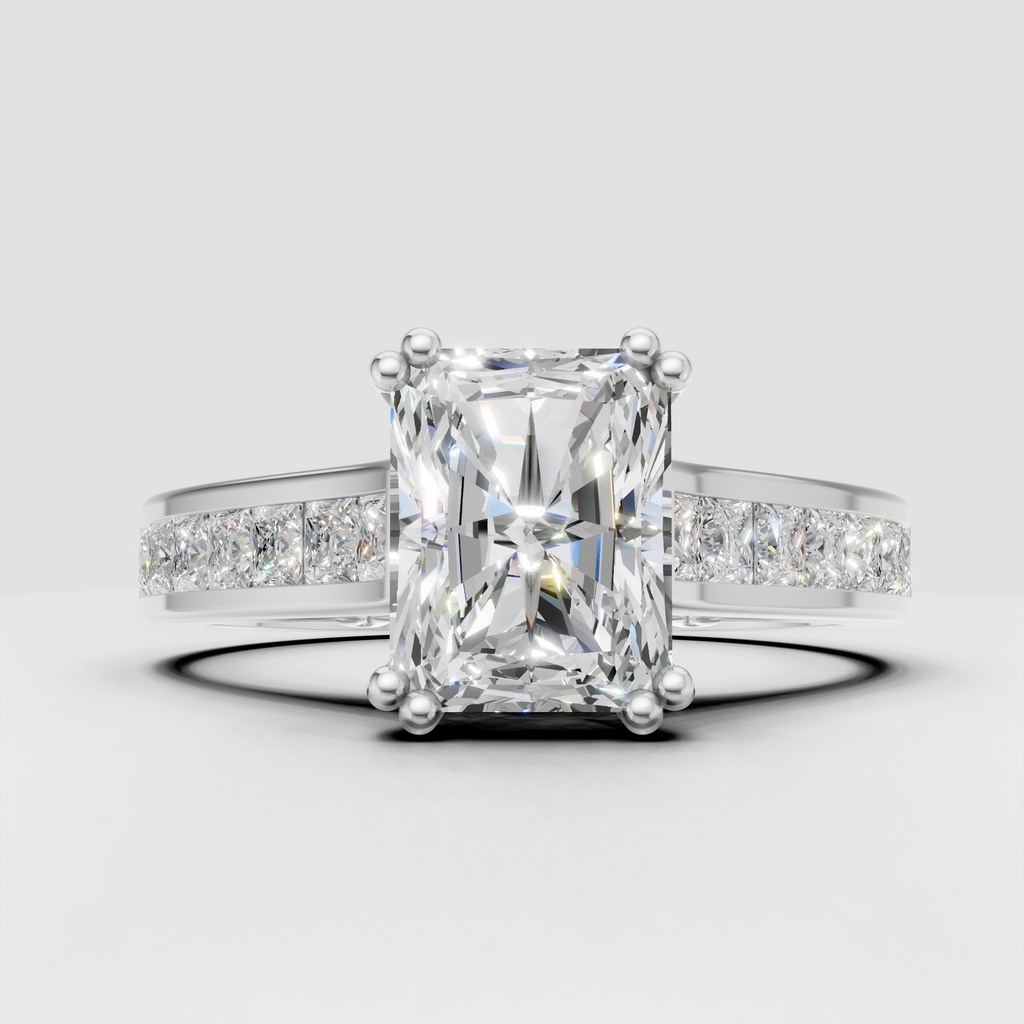 Rectangular radiant cut diamond engagement ring