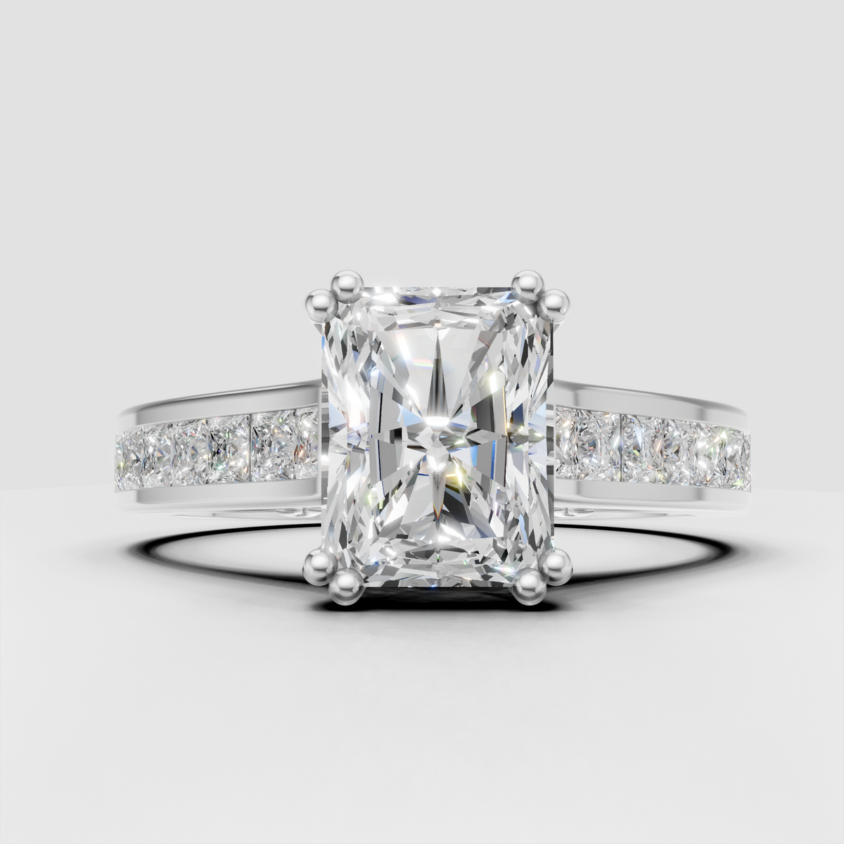 Rectangular radiant cut diamond engagement ring