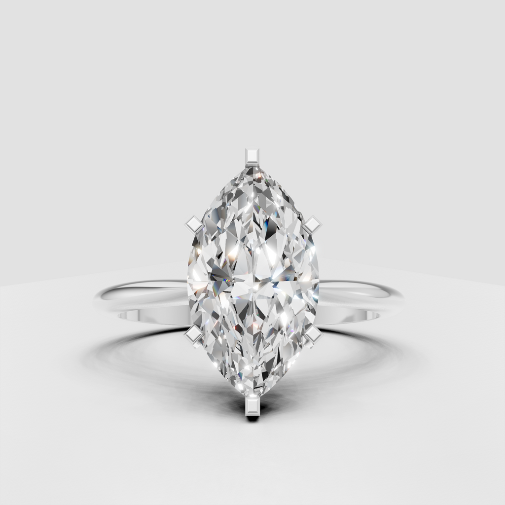 Marquise Cut Lab Grown & Moissanite Diamond Halo Engagement Ring - Image 5