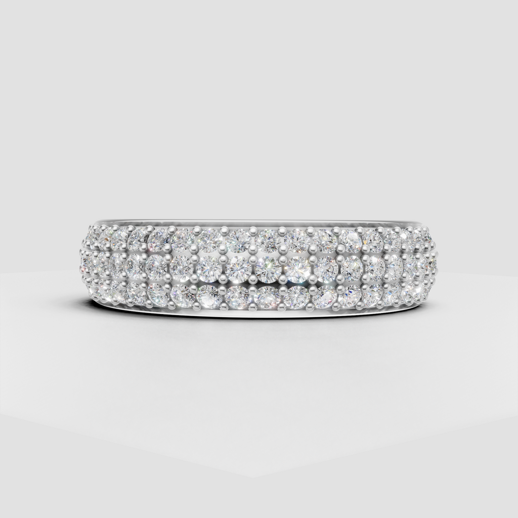 Three row round diamond eternity style band