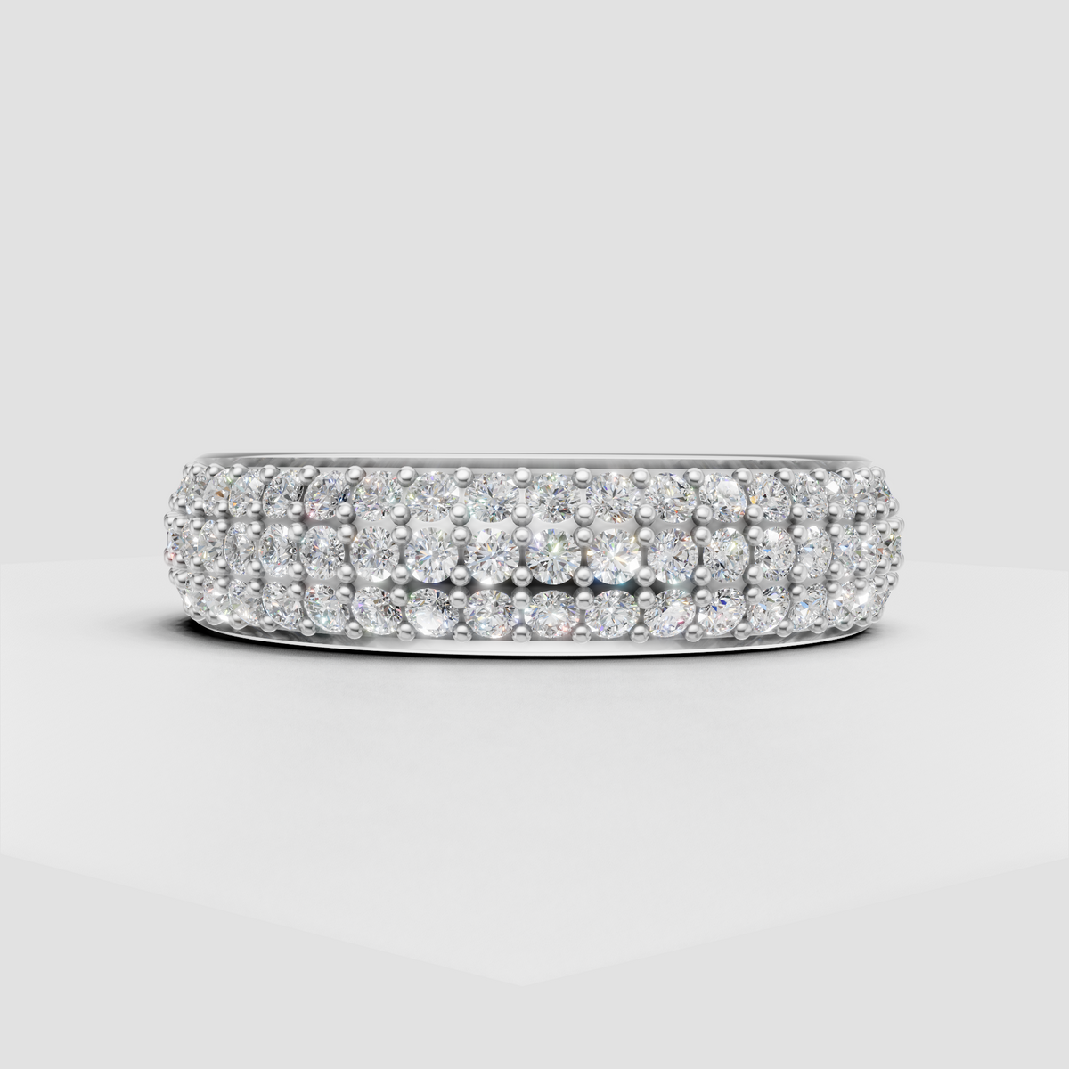 Three row round diamond eternity style band