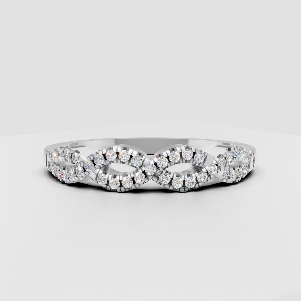 Interlocking diamond band with round cut stones