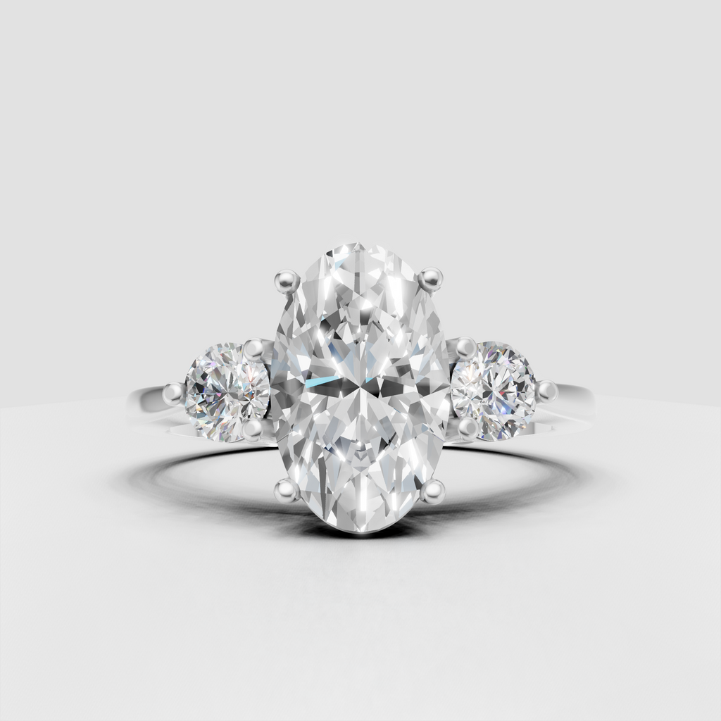 Three stone oval diamond engagement ring for her