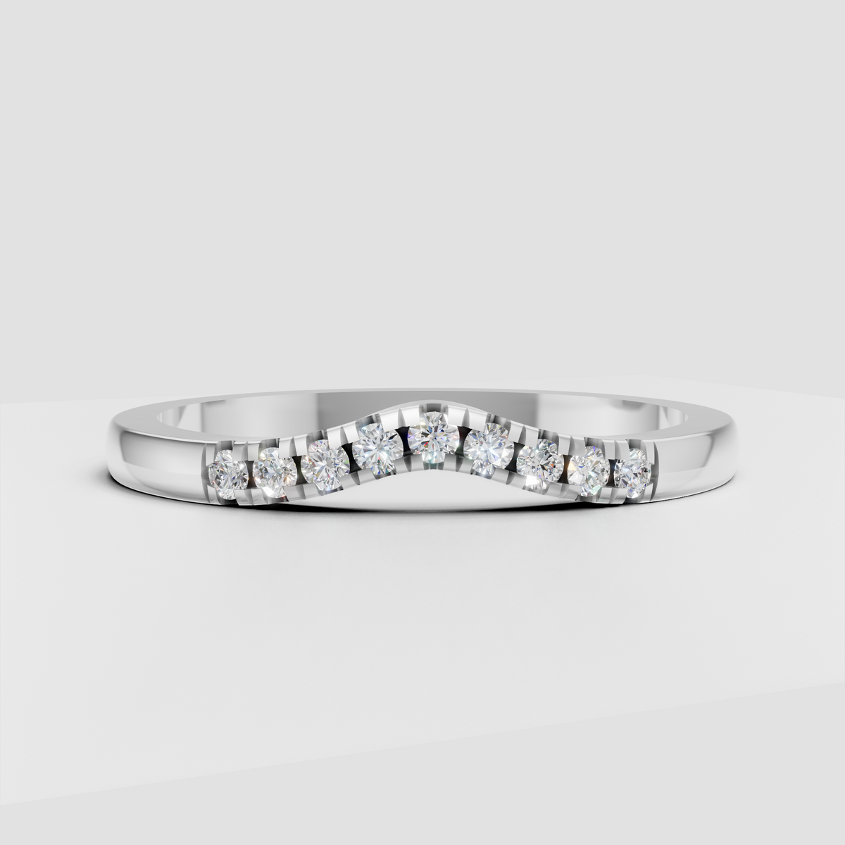 Elegant round diamond contour band ring in polished yellow gold
