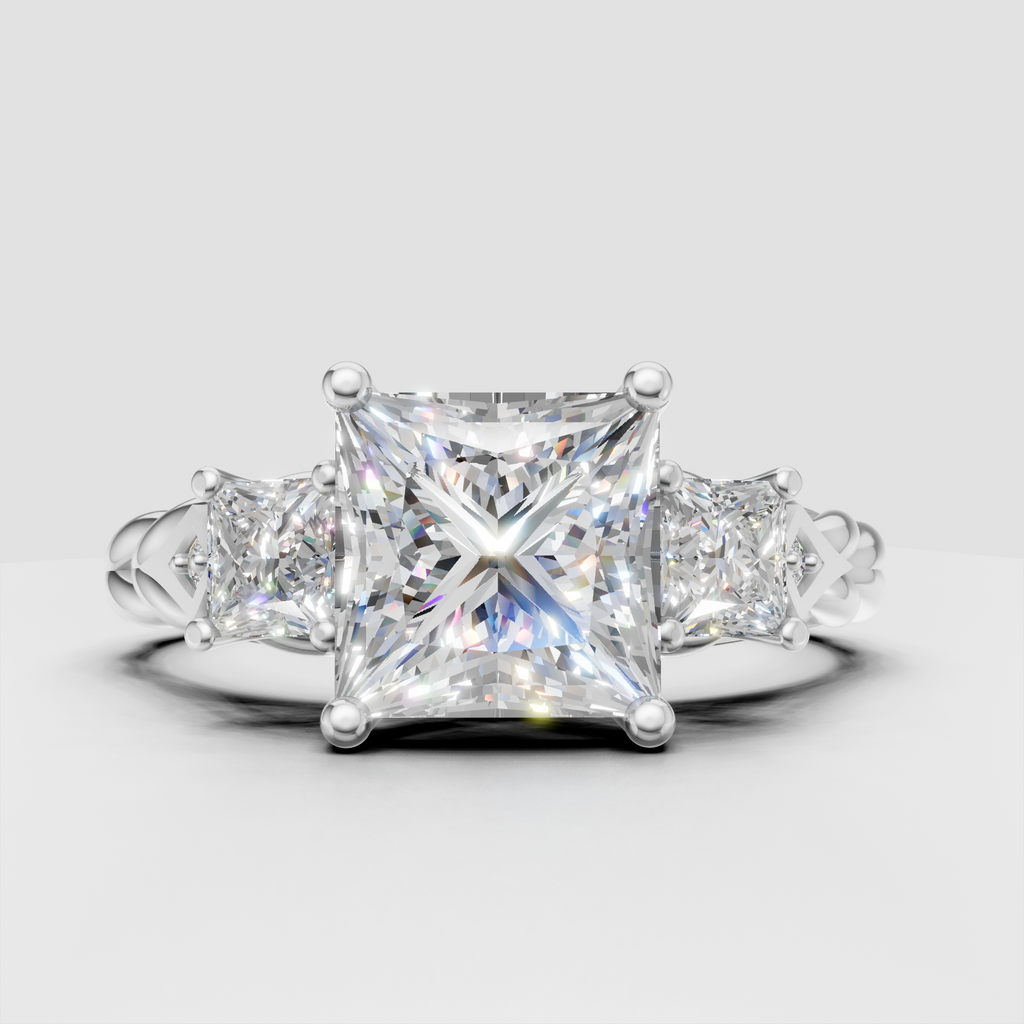 Luxury princess cut diamond ring with vintage style craftsmanship