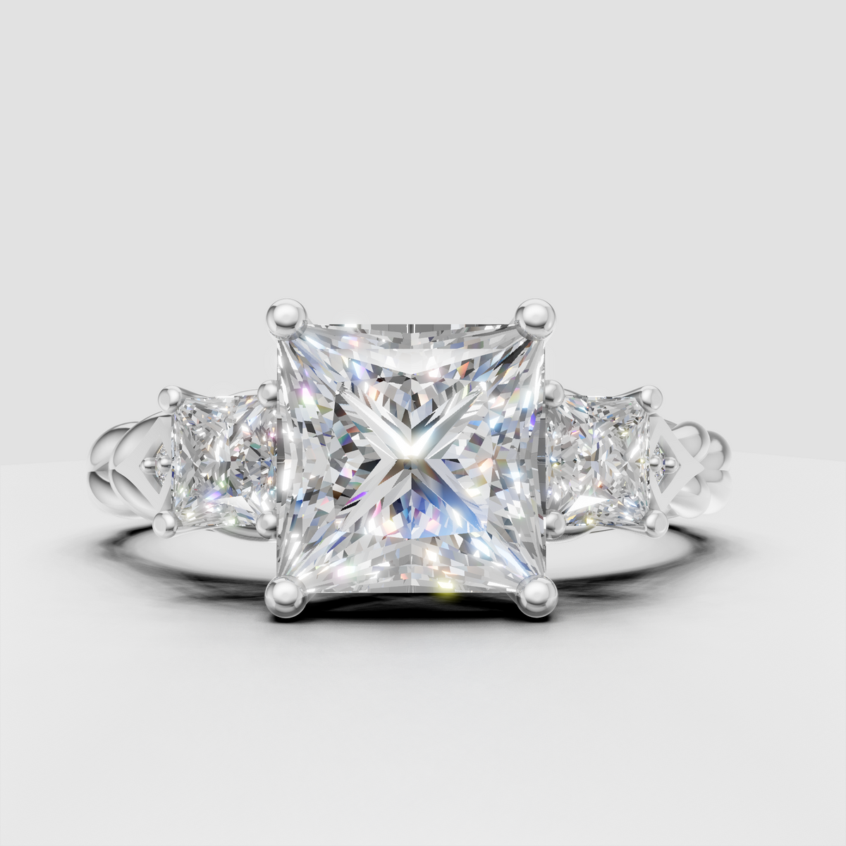 Luxury princess cut diamond ring with vintage style craftsmanship