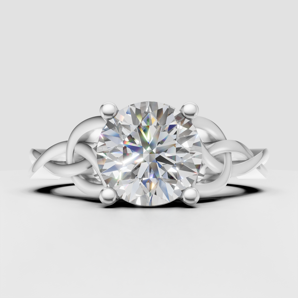 Antique-inspired round diamond ring with flowing gold details
