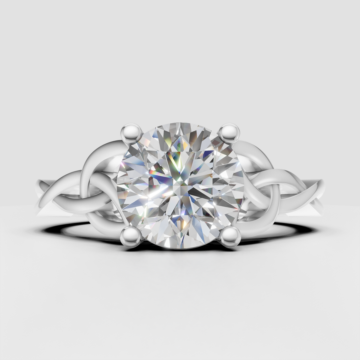 Antique-inspired round diamond ring with flowing gold details