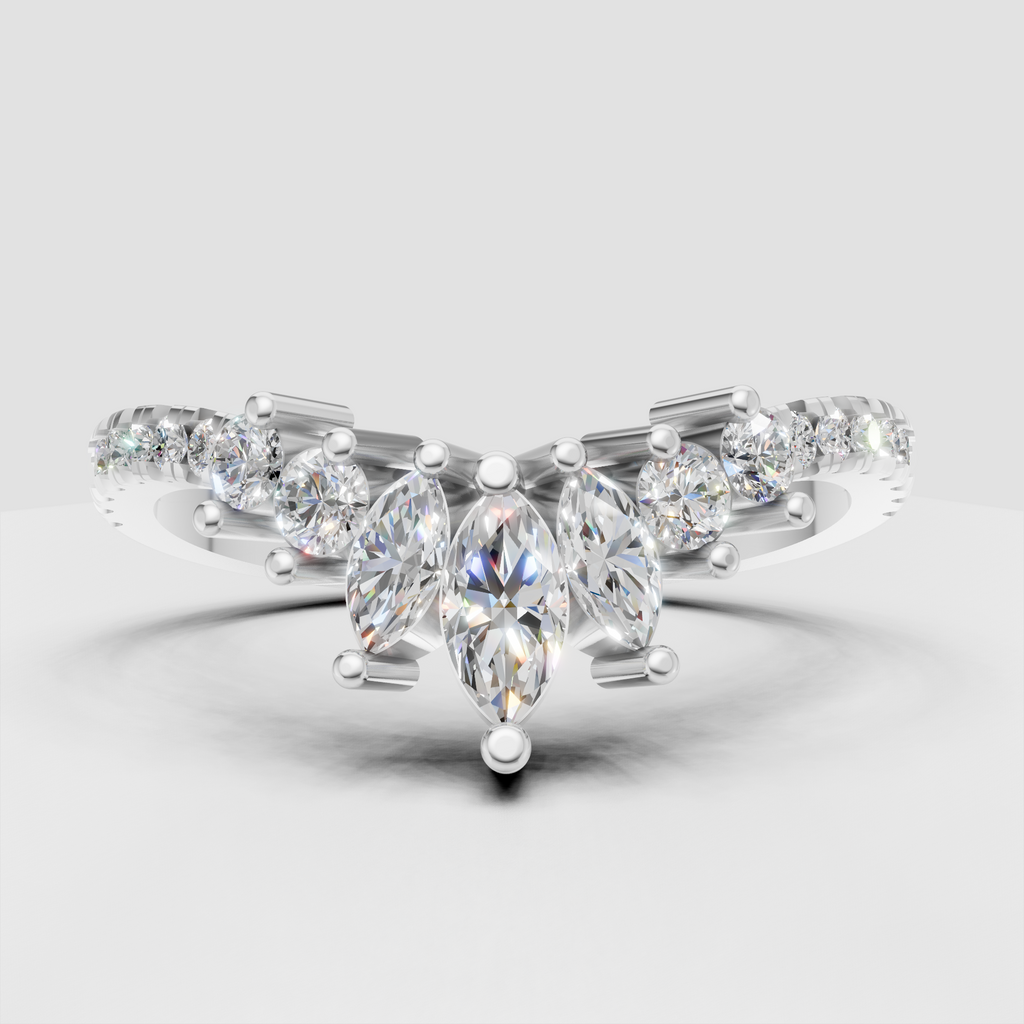 Marquise cut diamond band with round accents