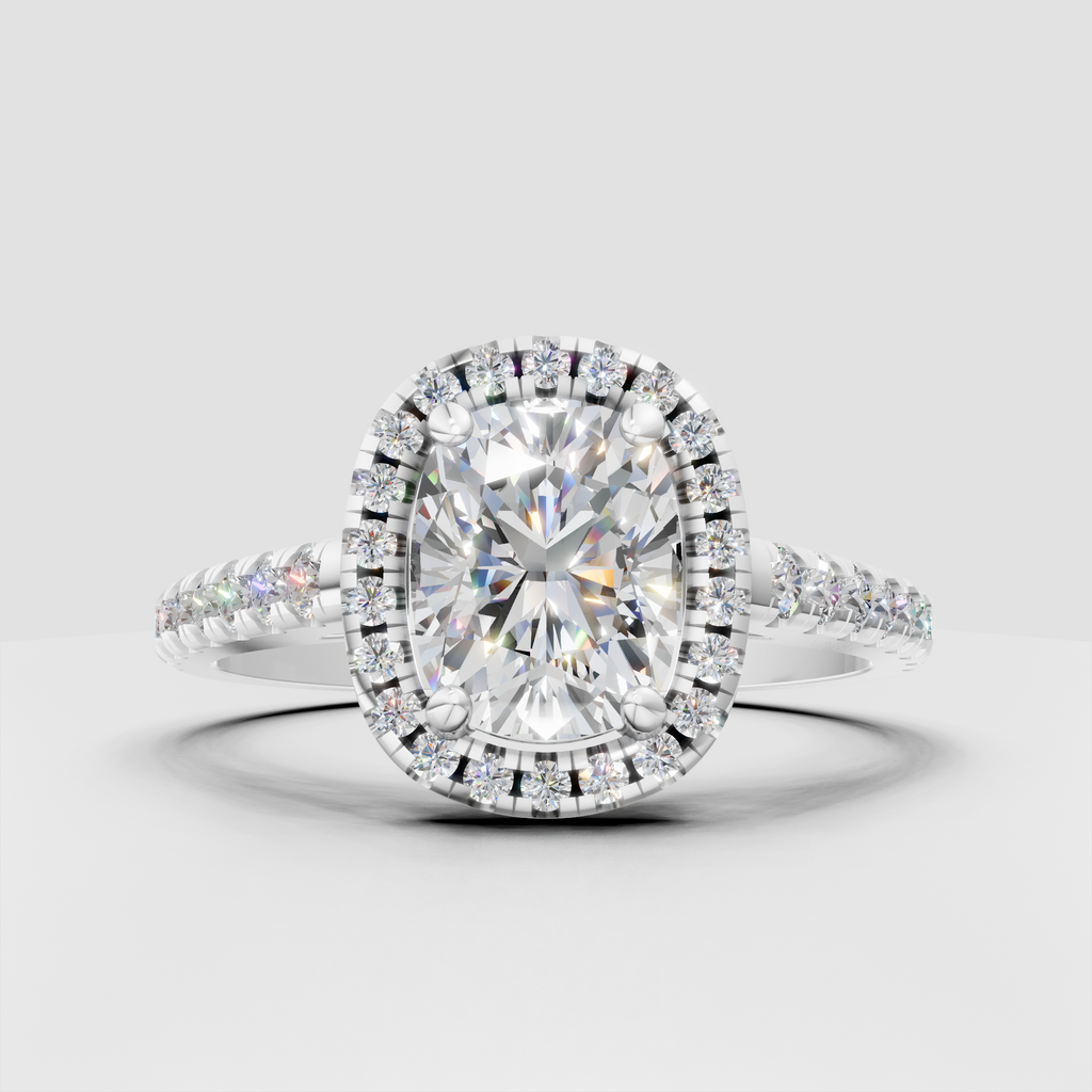 Yellow gold diamond halo bridal ring