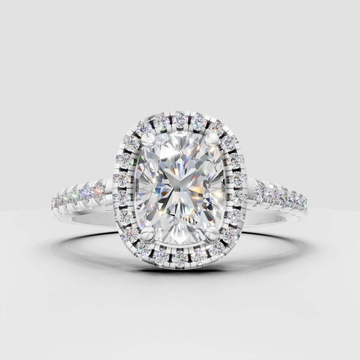 Yellow gold diamond halo bridal ring