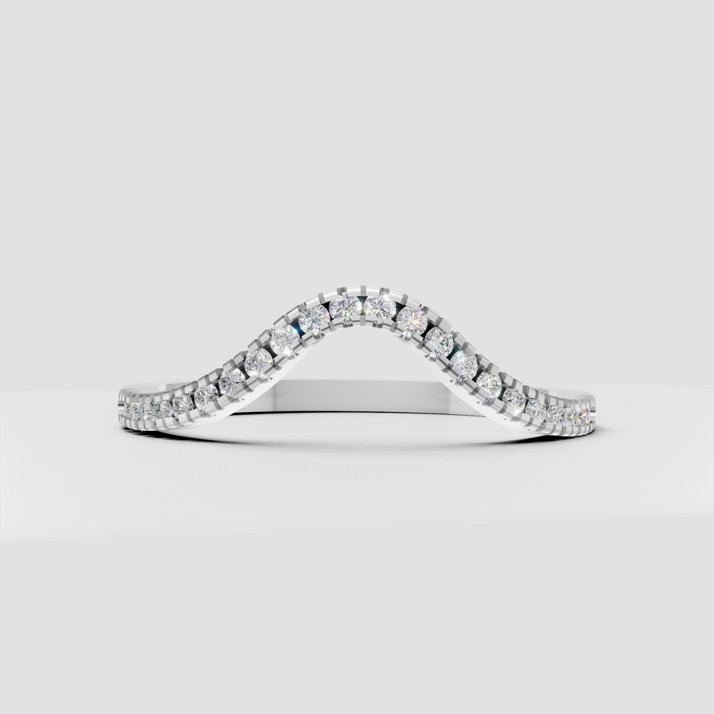 Elegant curved diamond stacking band in polished yellow gold