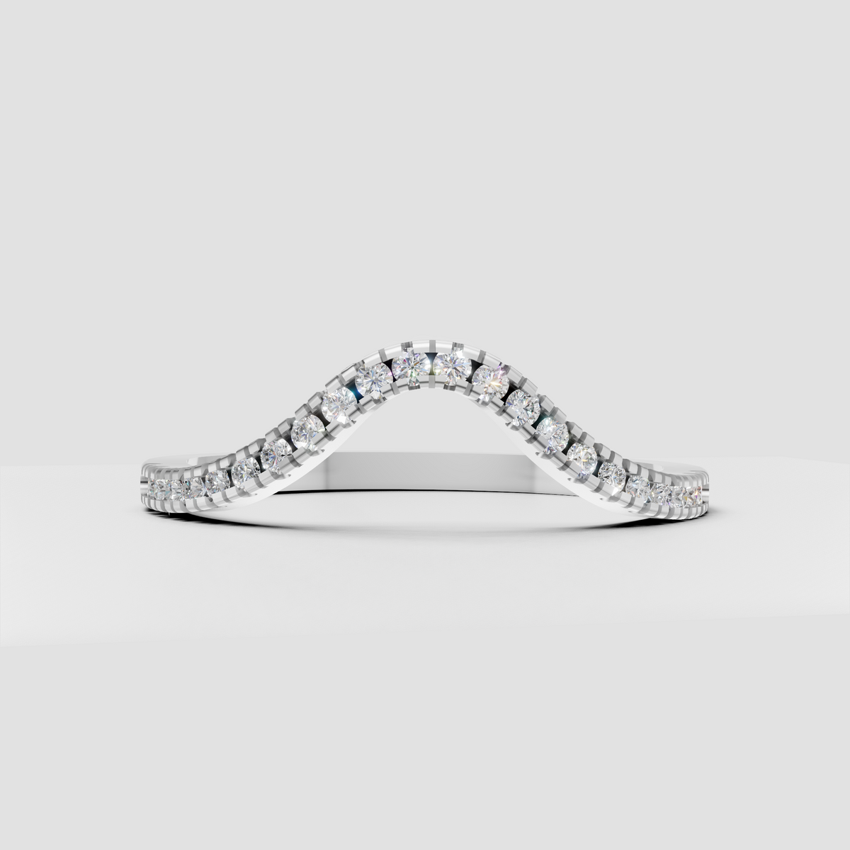 Elegant curved diamond stacking band in polished yellow gold